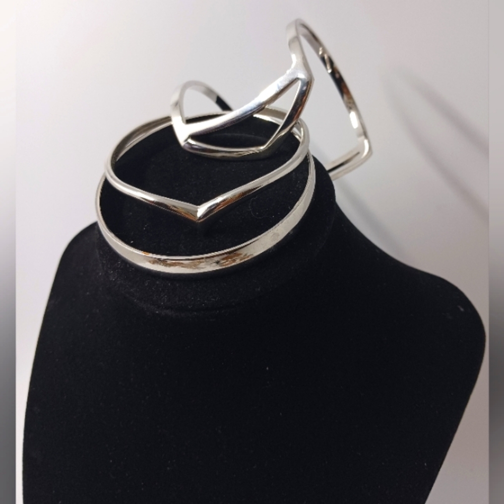 Trifari, Avon, Jules Smith Minimalist Silver Toned Bracelets Vintage , Modern
